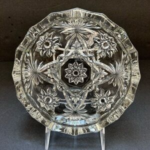 EAPC VINTAGE ANCHOR HOCKING  CUT GLASS STAR OF DAVID PATTERN ASHTRAY